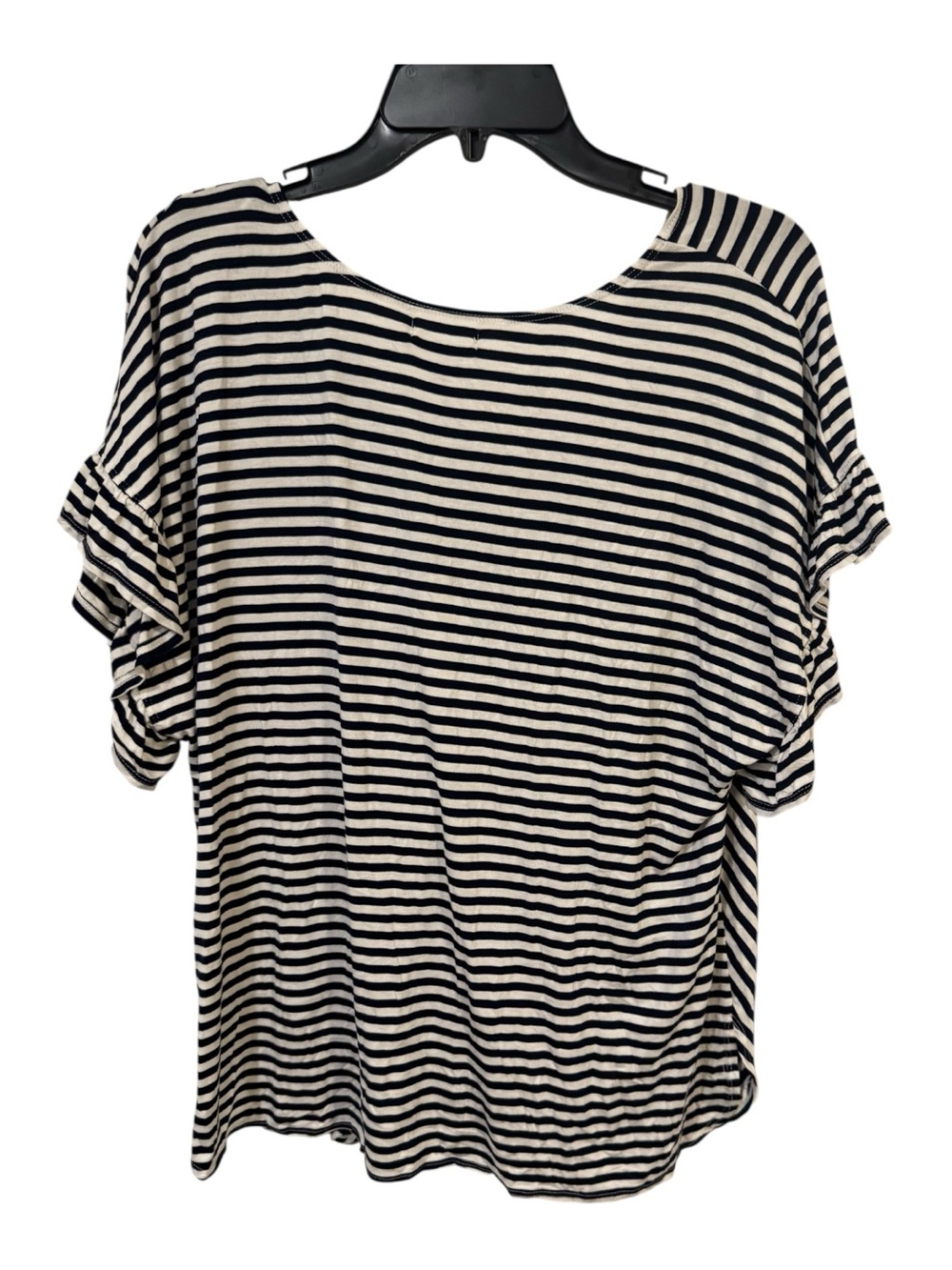 Max Studio XL Navy Ivory Stripe Flutter Sleeve V-Neck Top NWT - Picture 6 of 10